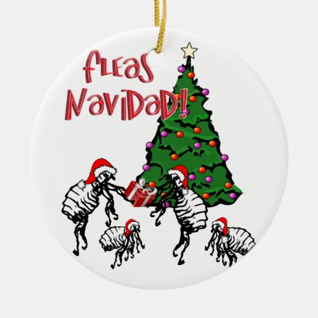 Fleas Navidad - Christmas Fleas And Christmas Tree Ceramic Ornament