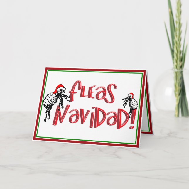 Fleas Navidad - Dancing Christmas Fleas Holiday Card (Front)