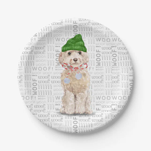Fleas Navidog Christmas Cockapoo Santa Paper Plates | Zazzle