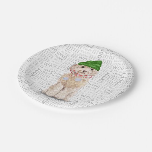 Fleas Navidog Christmas Cockapoo Santa Paper Plates | Zazzle