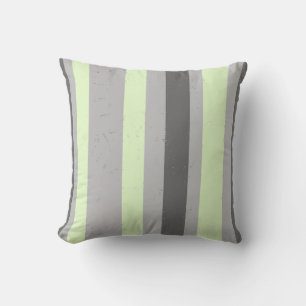 Flecked Stripes Charcoal and Light Grey Mint Green Throw Pillow