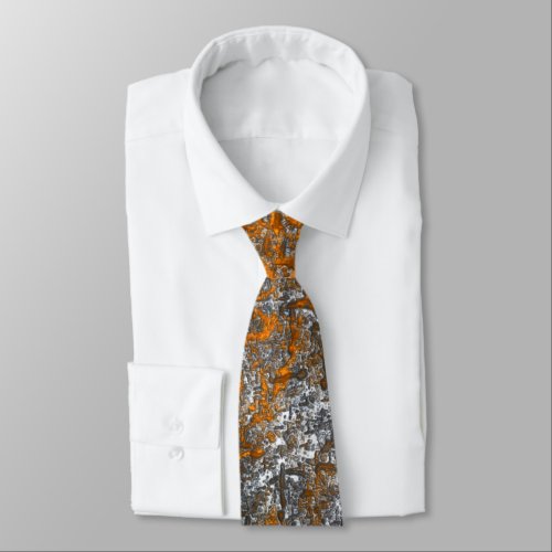 Flecked with golden orange over whitish gray rough neck tie