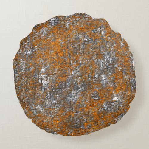 Flecked with golden orange over whitish gray rough round pillow