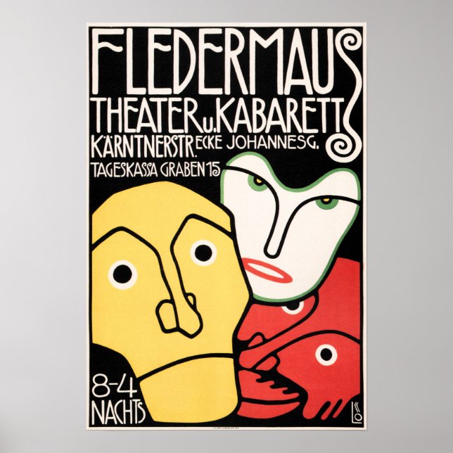FLEDERMAUS THEATER & CABARET Art Deco Advertising Poster (Front)