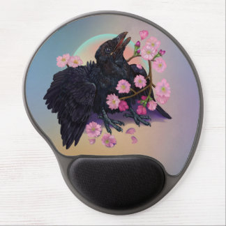 Fledgling Crow with apple blossoms Mouse Pad