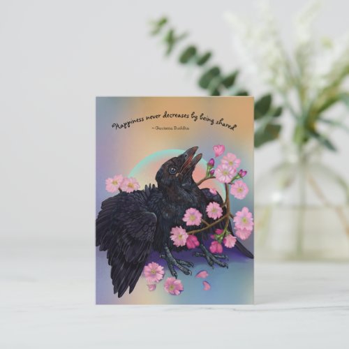 Fledgling Crow with apple blossoms  Postcard