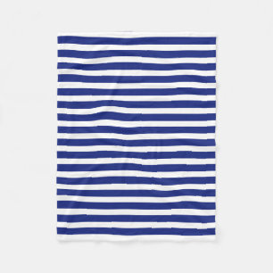 Fleece Baby Blanket Navy Blue and White Stripes