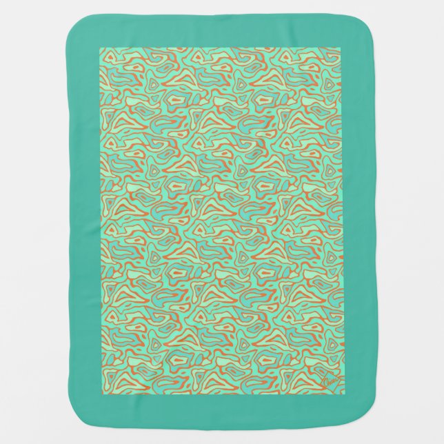 Fleece Baby Blanket with Tropical Waters Design (Front)