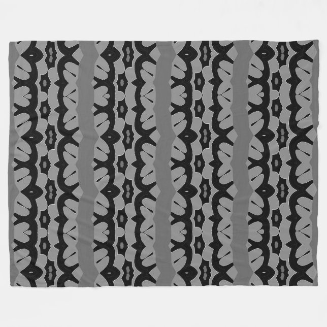 Fleece Blanket, Black & gray classic pattern  (Front (Horizontal))