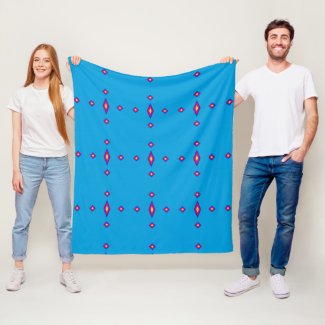 Fleece Blanket - Blue with Rainbow Diamonds