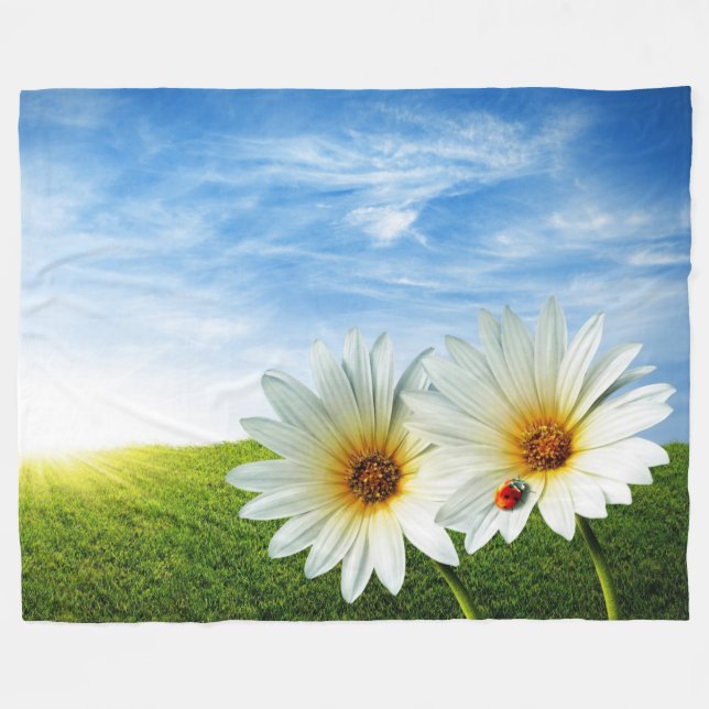 Fleece Blanket/Daises with Lady bug Blanket (Front (Horizontal))