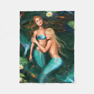Fleece Blanket, Fantasy beautiful  mermaids