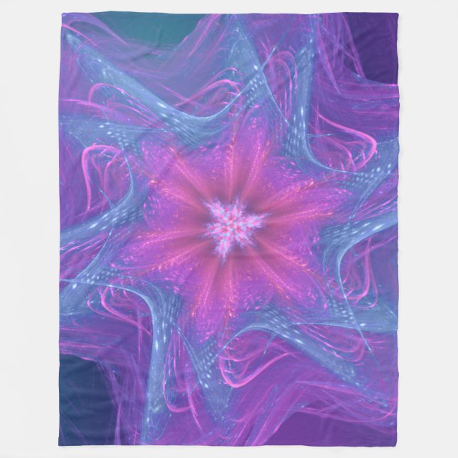 Fleece Blanket Fractal Delicate Cyan Palette (Front)
