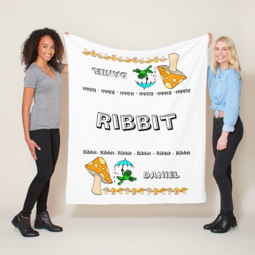 Fleece Blanket Frog Ribbit Mushroom