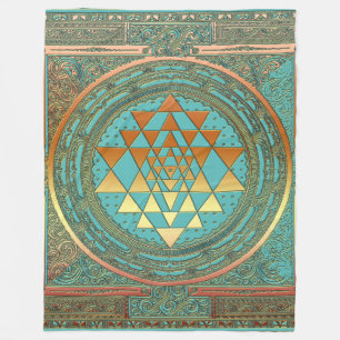 Fleece Blanket gold chakra symbol yoga spiritual