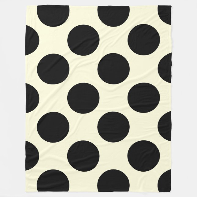Fleece Blanket Large Circles Dots Black Cream (Front)