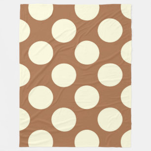 Fleece Blanket Large Circles Dots Brown Cream
