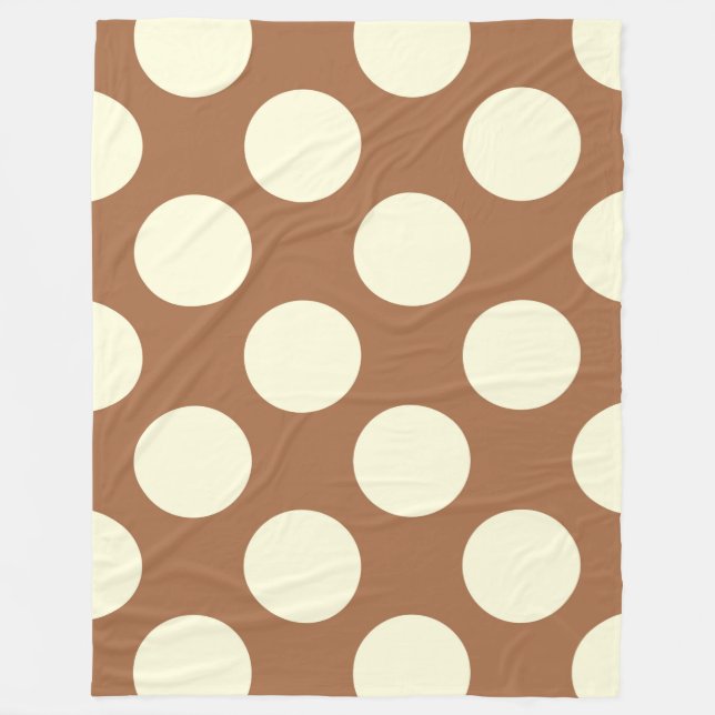 Fleece Blanket Large Circles Dots Brown Cream (Front)