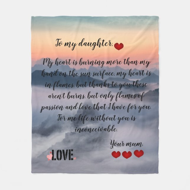 Fleece Blanket Mother/ daughter love message (Front)