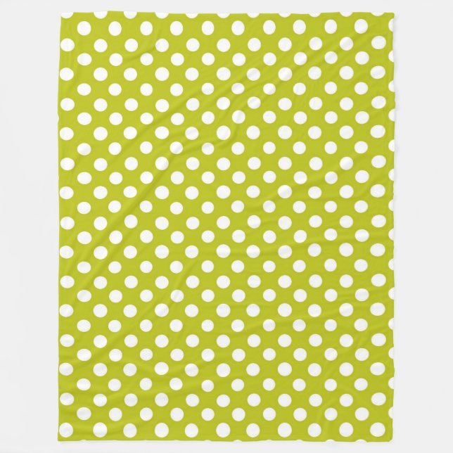 Fleece Blanket/olive with White Polka Dots (Front)