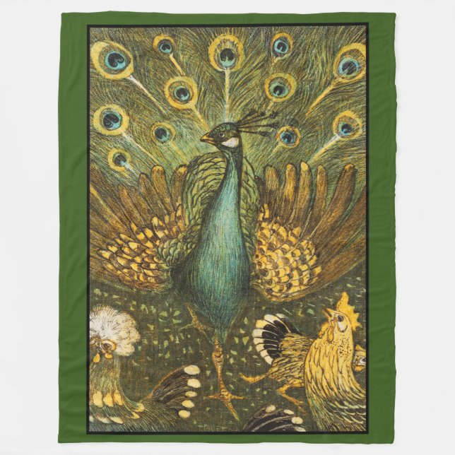 Fleece Blanket Pauw met kippen, Theo van Hoytema (Front)