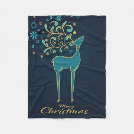 Fleece Blanket | Reindeer | Merry Christmas