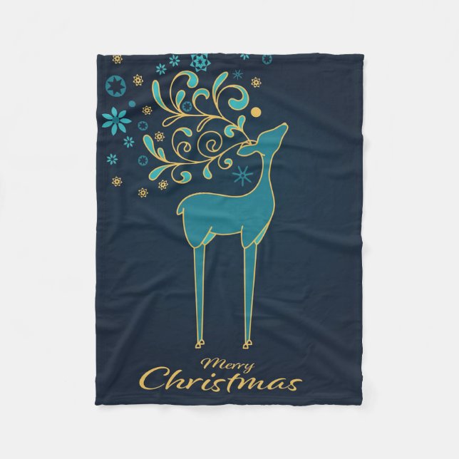 Fleece Blanket | Reindeer | Merry Christmas (Front)