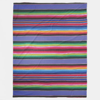 Fleece Blanket Serape Stripe Print Bright Blue