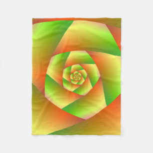 Fleece Blanket Spiral in Yellow Orange and Green