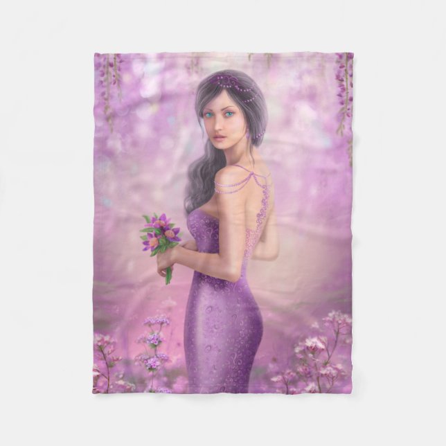 Fleece Blanket, Spring beautiful Fantasy fairy (Front)