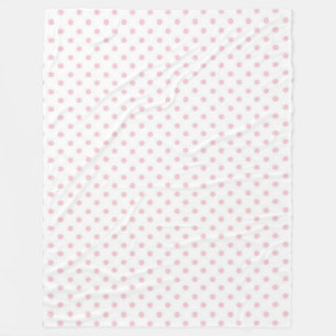 Fleece Blanket/White with Pink Polka Dots