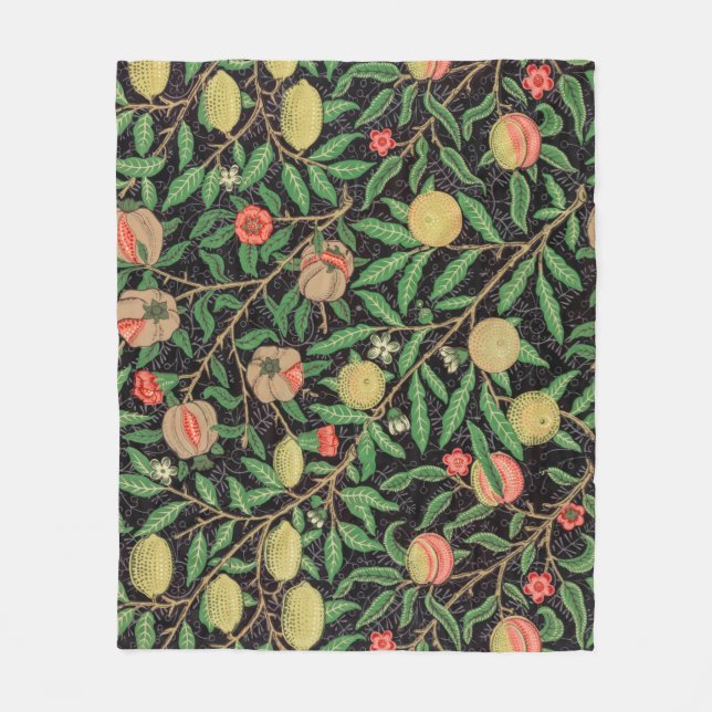 FLEECE BLANKET : WILLIAM MORRIS : POMEGRANATE (Front)
