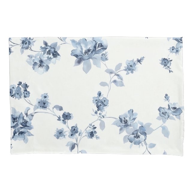 Fleece blanket with blue floral print pillow case (Front)
