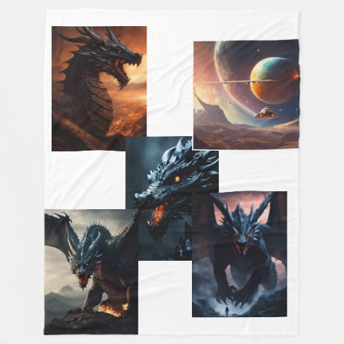 Fleece Blanket with fire dragons edition