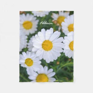 Fleece Blanket With White Daisy Photo