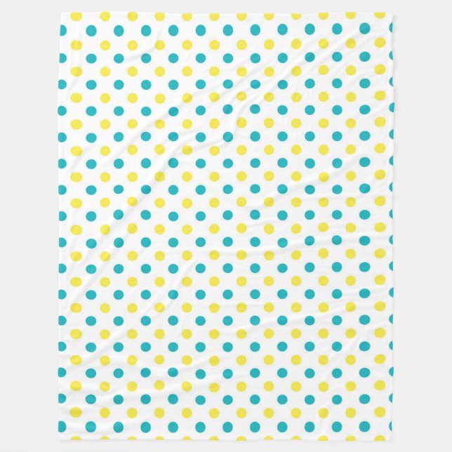 Fleece Blanket/Yellow and Blue Polka Dots Blanket (Front)