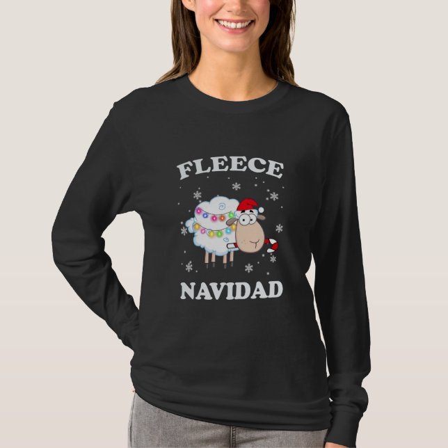 Fleece Feliz Navidad Christmas Light Funny Cute T-Shirt (Front)