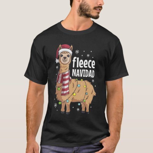 Fleece Feliz Navidad Funny Cute Llama Christmas T_Shirt