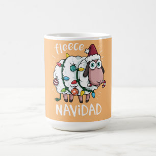 Fleece Feliz Navidad Funny Cute Sheep Christmas Coffee Mug