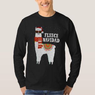 Fleece Feliz Navidad Llama  Christmas Pajamas Llam T-Shirt
