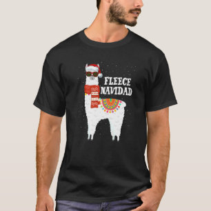 Fleece Feliz Navidad Llama Christmas Pajamas Llama T-Shirt