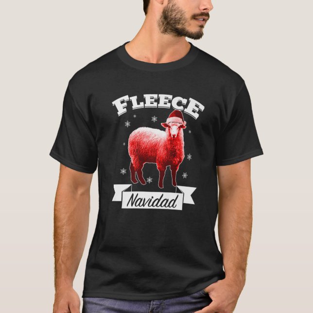 Fleece Navidad Christmas Sheep Lamb - Feliz Xmas P T-Shirt (Front)