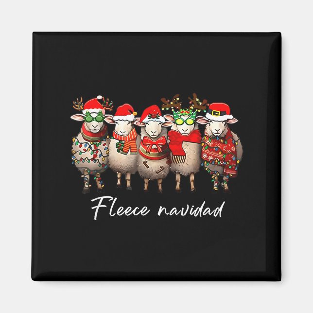 Fleece Navidad Christmas Spanish Sheep Santa Sheep Magnet (Front)