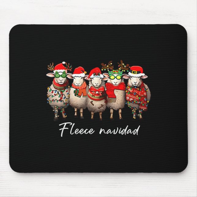 Fleece Navidad Christmas Spanish Sheep Santa Sheep Mouse Pad (Front)