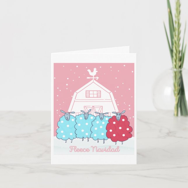 Fleece Navidad Cute Black Sheep Christmas Card (Front)