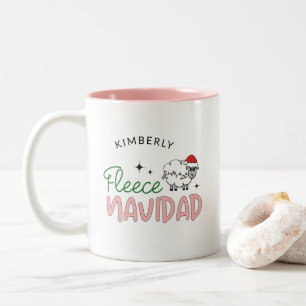 Fleece navidad cute christmas customisable Two-Tone coffee mug
