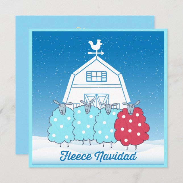 Fleece Navidad Cute Christmas Sheep Personalized Holiday Card (Front/Back)