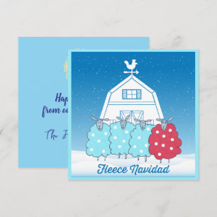 Fleece Navidad Cute Christmas Sheep Personalized Holiday Card