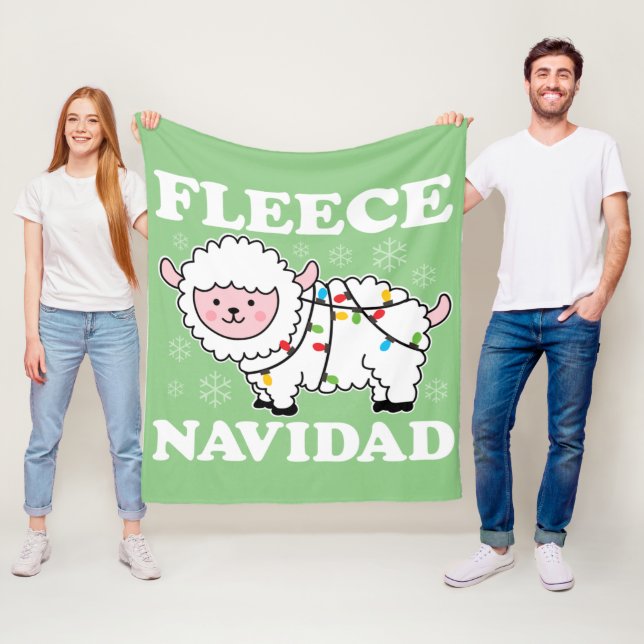 Fleece Navidad Feliz Funny Christmas Kawaii Sheep Blanket (In Situ)