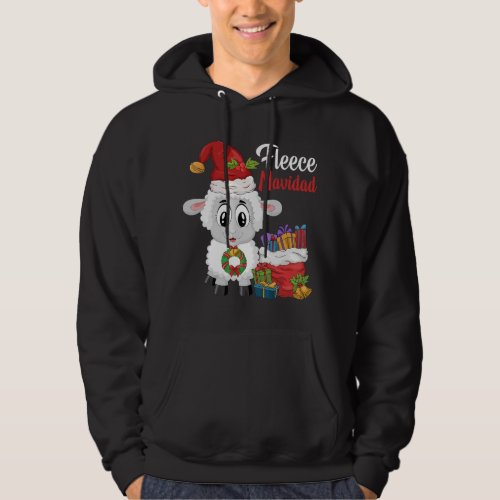 Fleece Navidad Feliz Navidad Pun Christmas Sheep L Hoodie